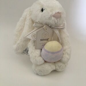 NEW Plush Bunny Soft Baby Toy White Stuffed Animal Easter Theme Egg | Snug